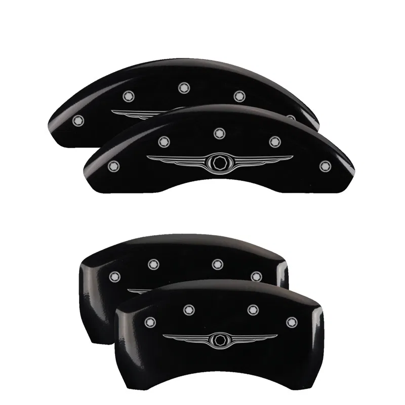32023SCW1BK – MGP CALIPER Caliper Cover, Set Of 4 Chrysler Wing Style 1 Logo Powder Coated Black Aluminum